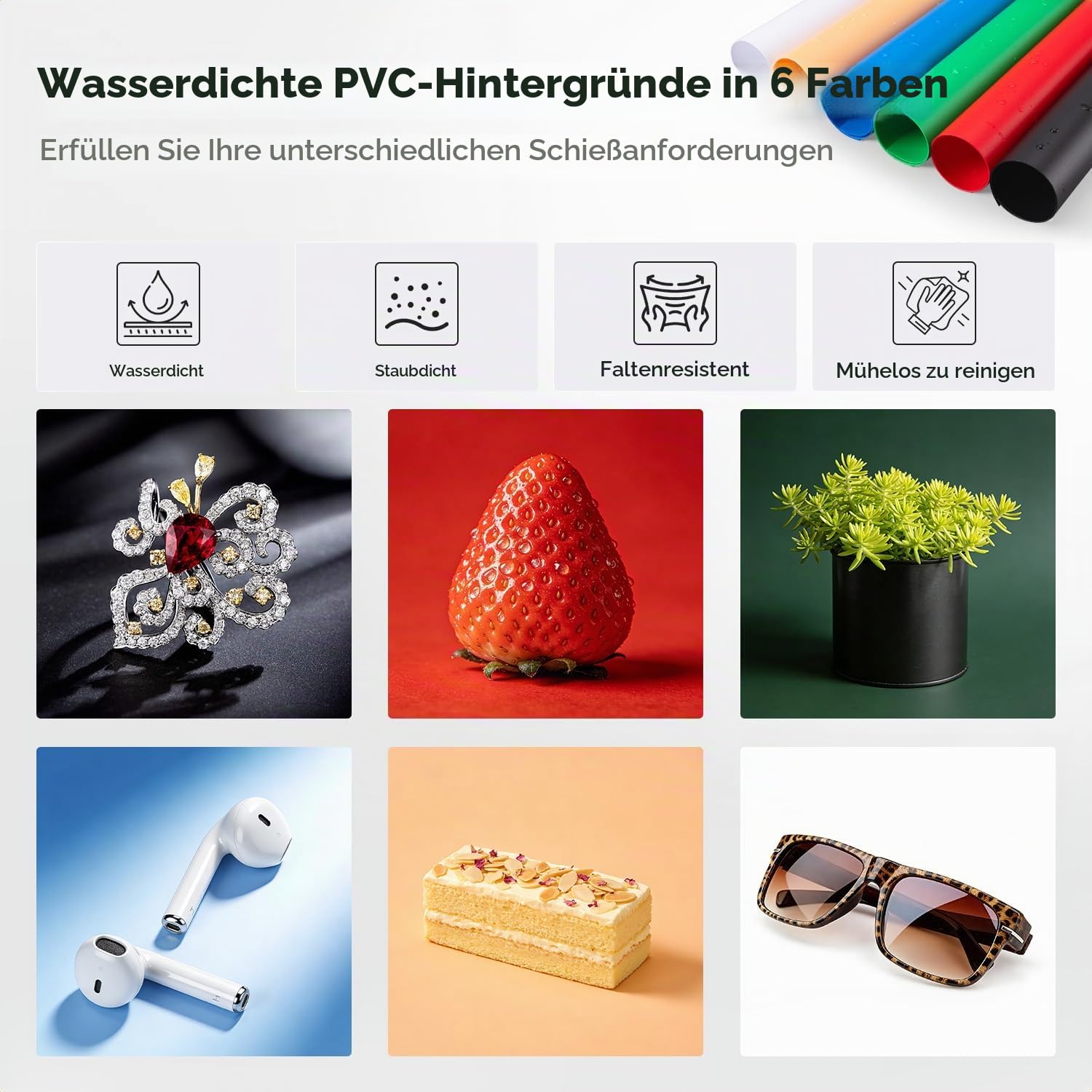 K&F CONCEPT 40x40cm Faltbare Fotostudio Set mit 6 Farben PVC Hintergrund