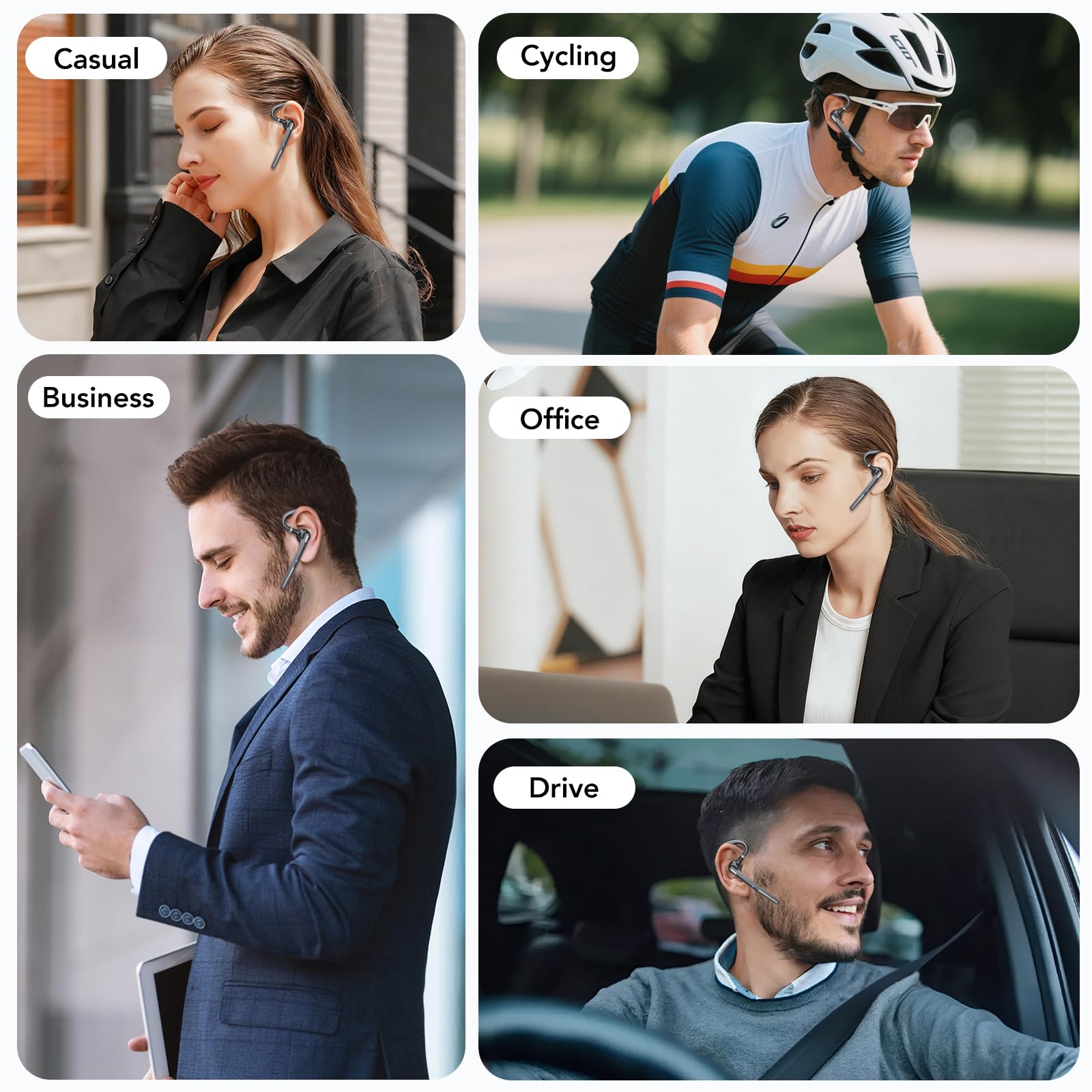 Oreillette Bluetooth Sans Fil Casque Bluetooth V5.4, Ecounteurs Bluetooth Simple avec CVC8.0 ENC Double Micrs, Sourdine, 100 Heures en Veille, Mains Libres Bluetooth Oreillette pour la Conduite/Bureau