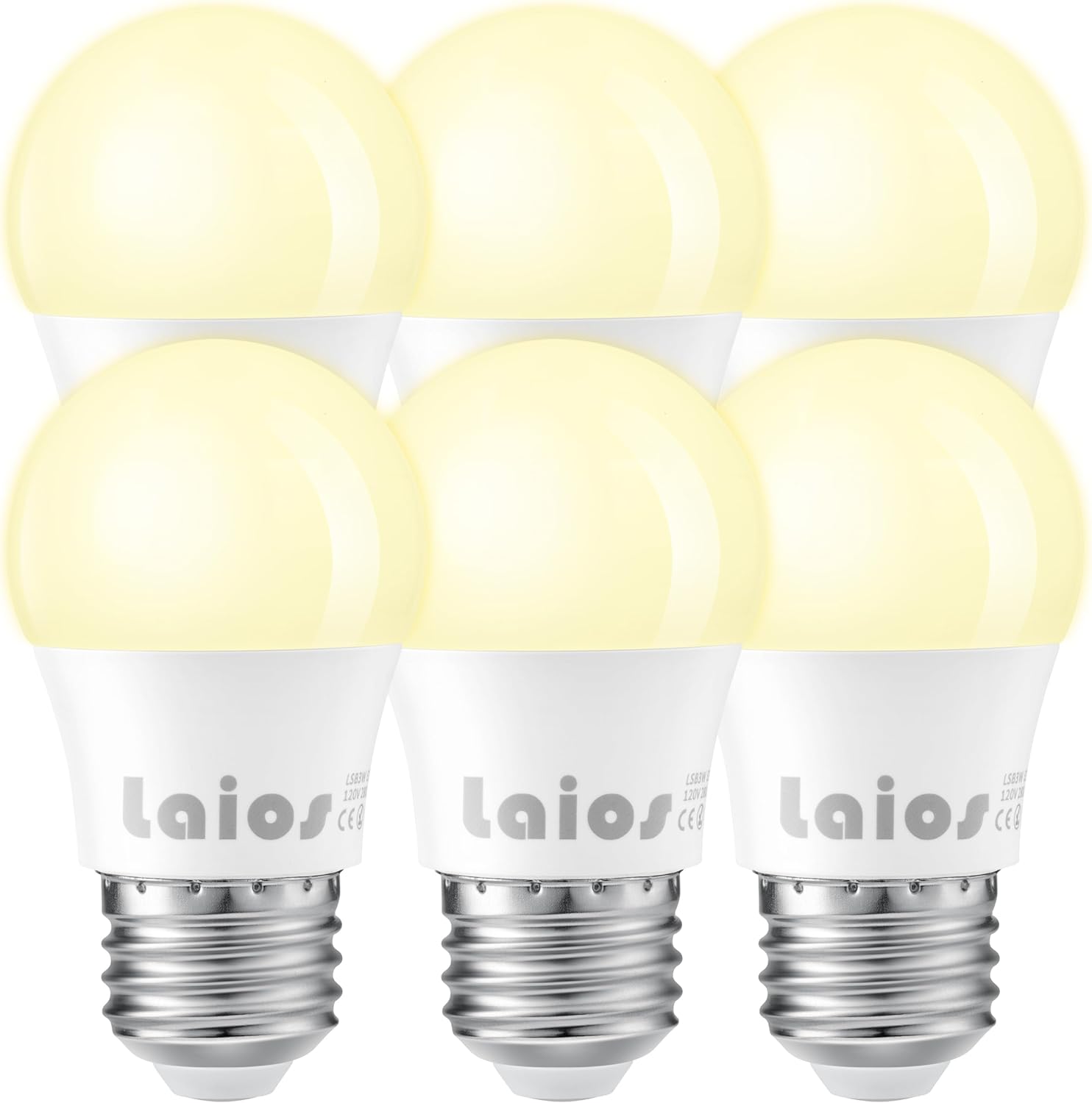 Laios E26 LED Light Bulb A15 Shape, 3W Replace 30W, 400lm, Soft White 2700K, 120V Medium Screw Light Bulb, Pack of 6, Non Dimmable