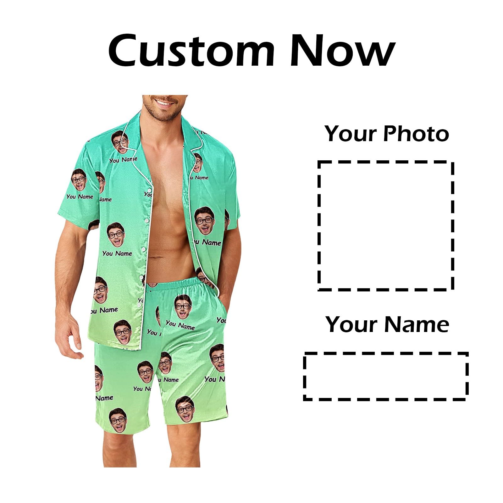 Generisch Pijama de hombre rojo corto conjunto divertido pantalones para hombres mujeres parejas a juego unisex nombre personalizado camiseta