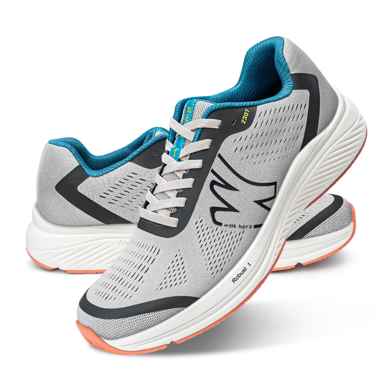 Orthopedic Shoes for Men with Arch Support, Plantar Fasciitis Shoes for Breathable Mesh, Non-Slip Walking Shoes for Heel Pain Relief (Off-White, 8.5)