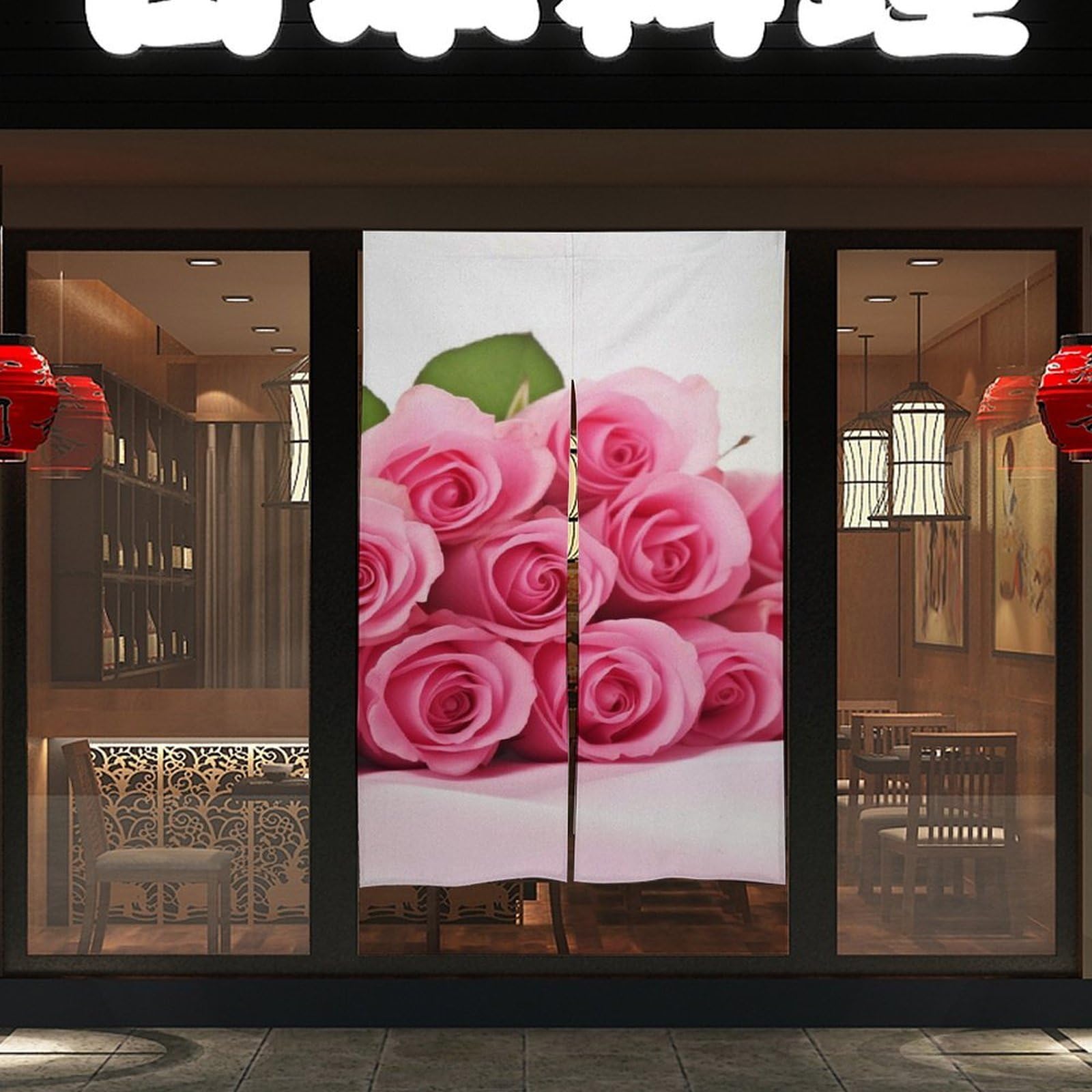 NTVOWPZO Roses Door Curtain for Doorway Privacy Dividers Fengshui Curtain Fabric DoorCover Blackout Window Curtains for Home Bedroom Kitchen Decor 34x57in, 2 Panel DoorCovers