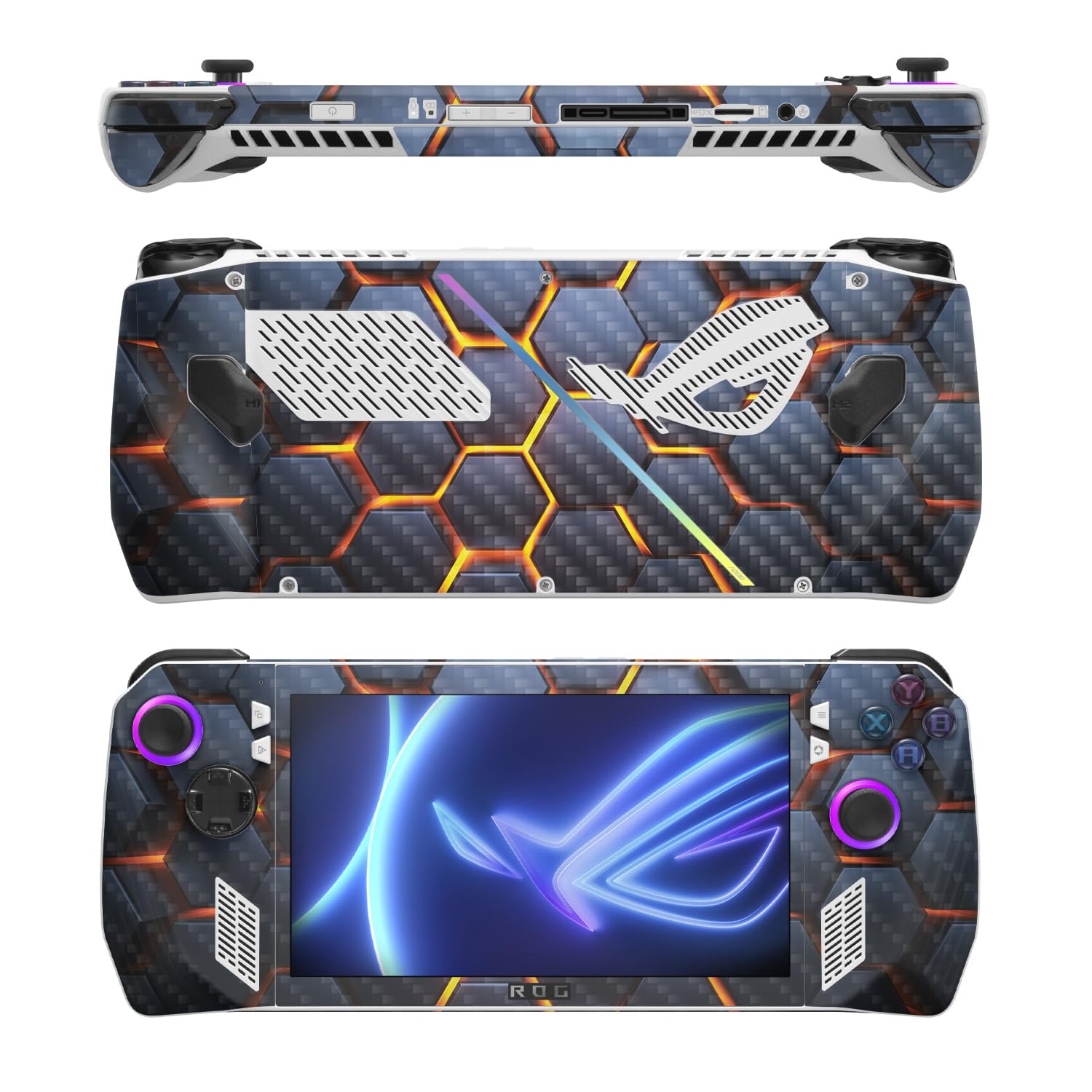MightySkins Carbon Fiber Skin Compatible with Asus ROG Ally - Lava Hex | Protective, Durable Textured Carbon Fiber Finish | Easy to Apply, Remove, and Change Styles