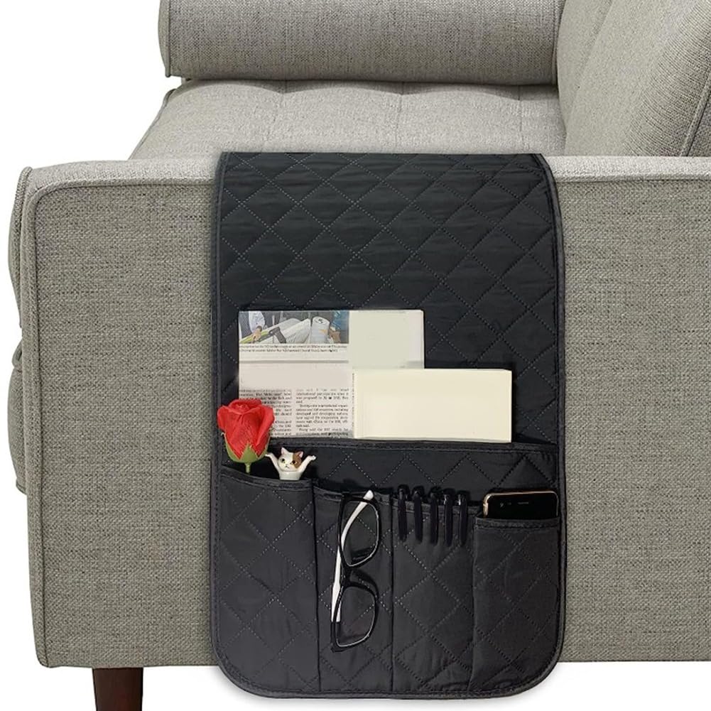 Ginobili Sofa Remote Control Holder Non-Slip Armchair Holders for Couch Recliner with 5 Pockets for Book Etc - Image 4