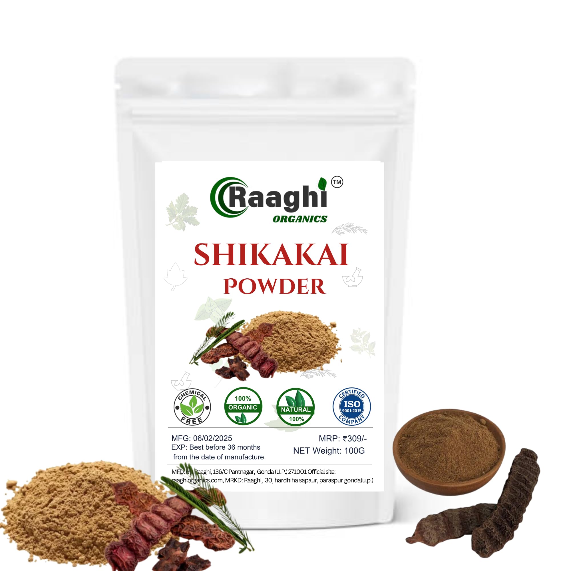 Raaghi Organics 100% Natural Shikakai Powder for Hair 100g - Natural Hair Cleanser for Deep Cleansing and Soft Hair-image-35