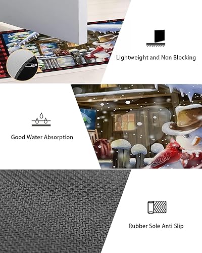 Miniatura 3 de Farmhouse Snowman Bath Mat for Tub,Non Slip Bathroom Floor Runner Rug Quick Dry & Absorbent Diatomaceous Earth Shower Sink Bedroom Kitchen Washable