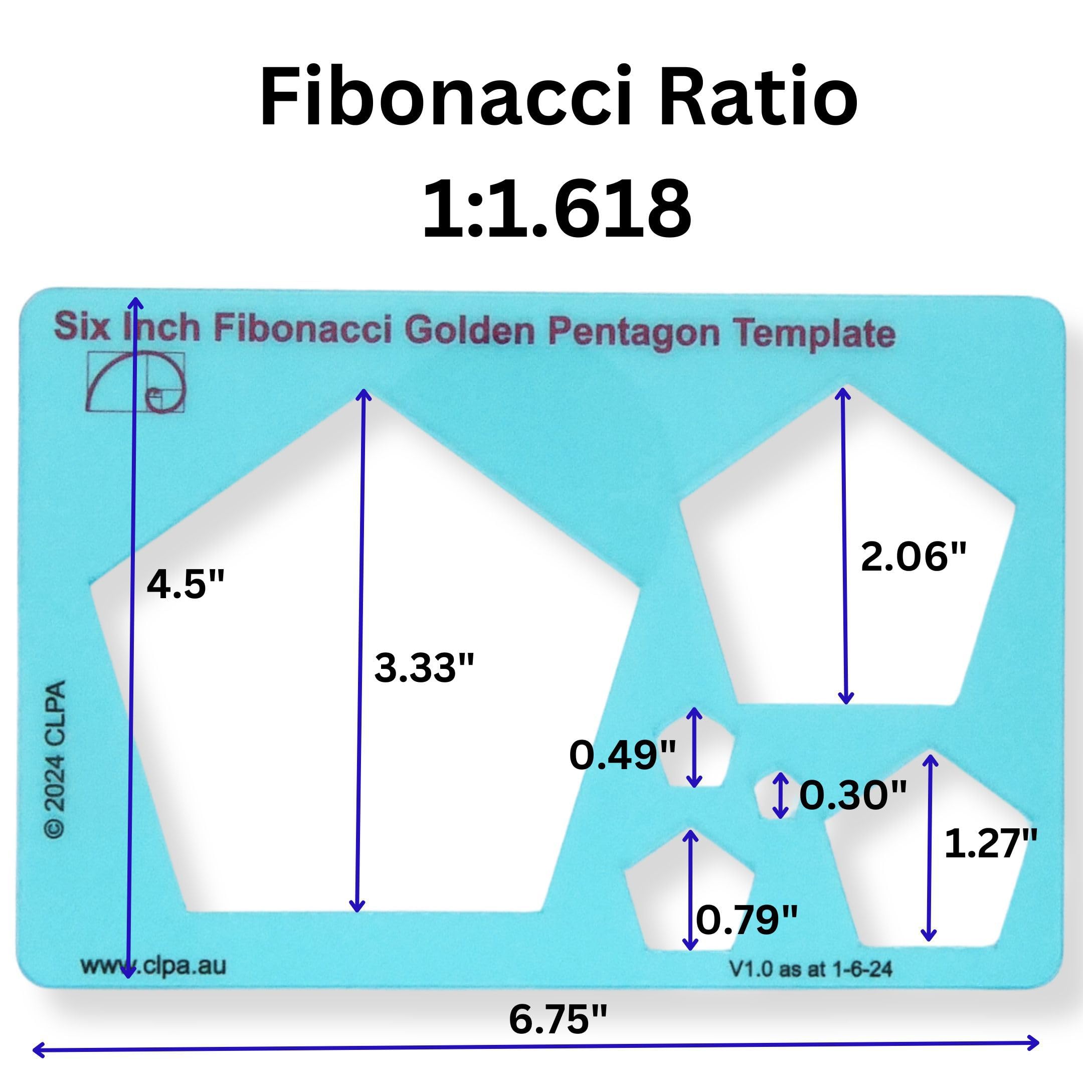 Fibonacci 3-Piece Template Set, 6" Triangle, Pentagon and Hexagon, Golden Ratio Drawing Tools - Image 4