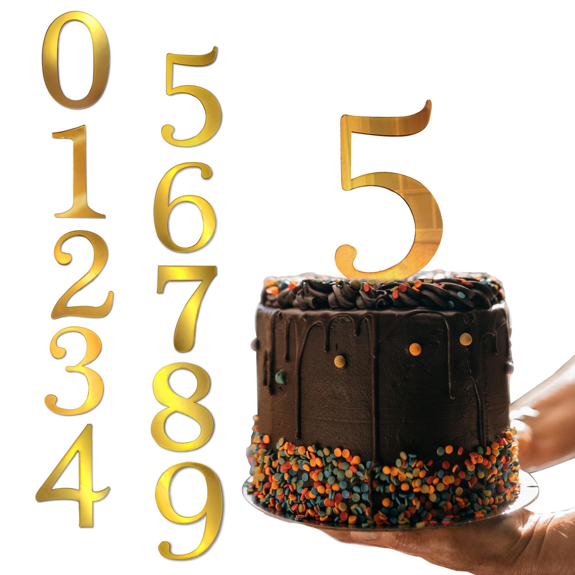 Lot De 6 Décorations Happy Birthday En Acrylique Miroir Doré - Pour Gâteaux D'anniversaire, Mariage, événements - Durable Et Réutilisable