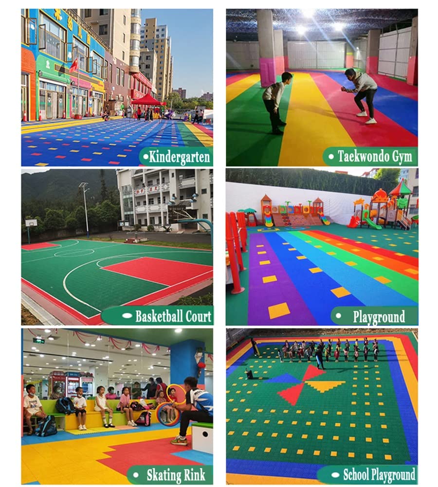 Piastrelle modulari ad Incastro da 25 cm per pavimentazioni Sportive, Ideali per parchi Giochi, campi da Basket, Bordi Piscina, scantinati, terrazze, Giardini per Animali Domestici e Come Ta
