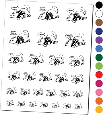 Chubby Cat in Heart Sweater Temporary Tattoo Water Resistant Fake Body Art Set Collection - Yellow (One Sheet)