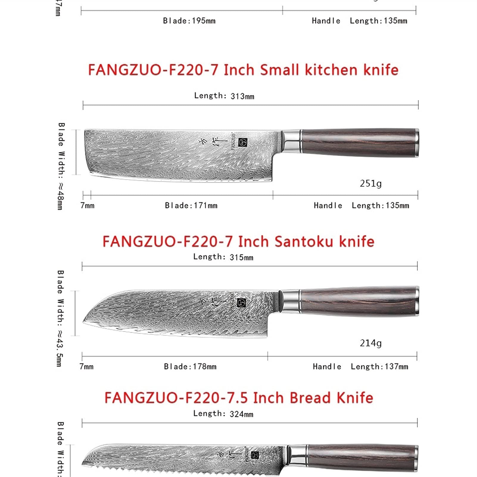 1-9 pz Coltello da cucina Set Professionale Damasco Steel Chef Pane Pane Pronuning Santoku Sharp Nakiri Cook Kniom Knife Knife(F210 9piece set)