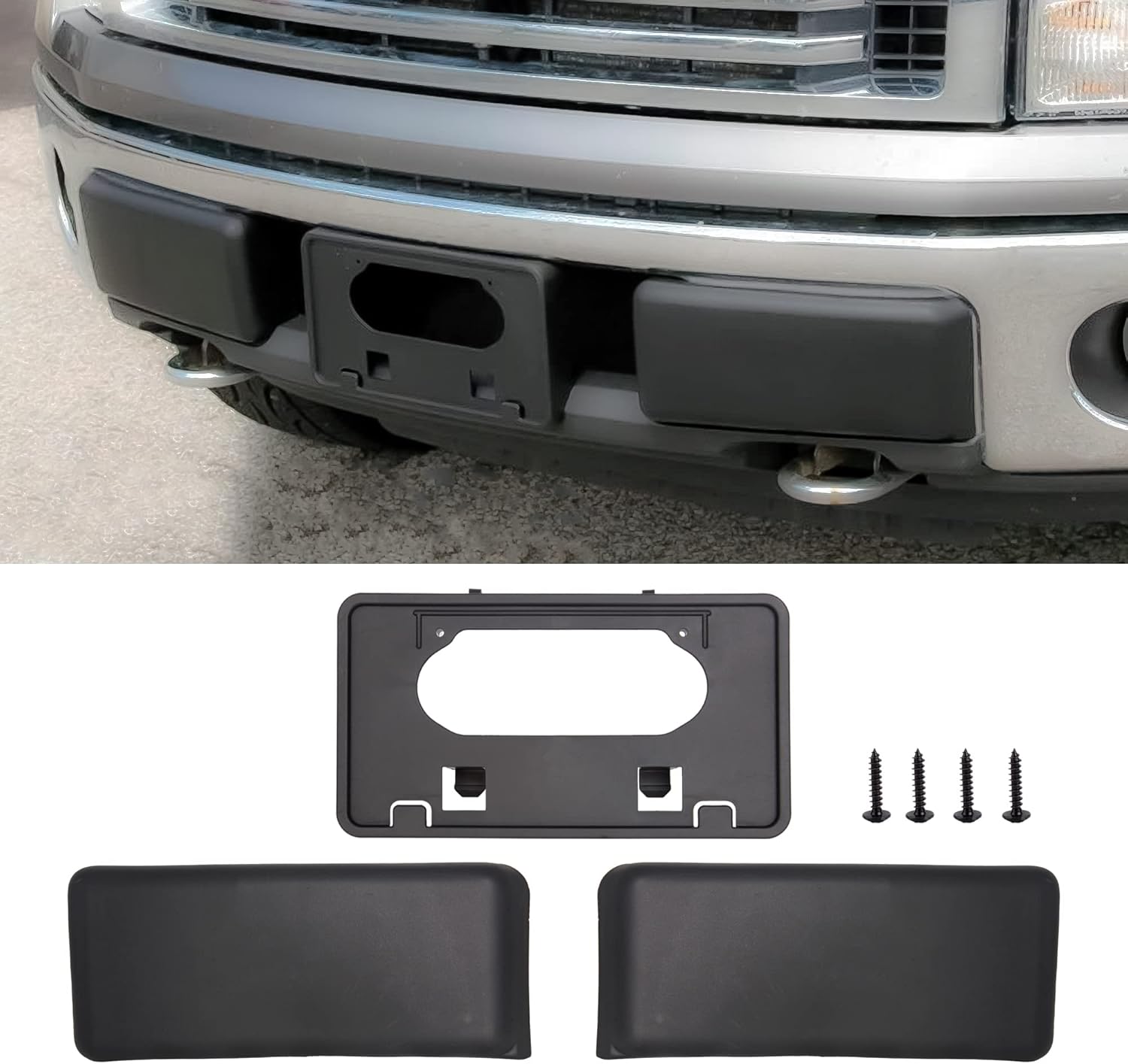 Phamyor Original Front Bumper Guards Pads & Front License Plate Bumper Mounting Bracket Fit for