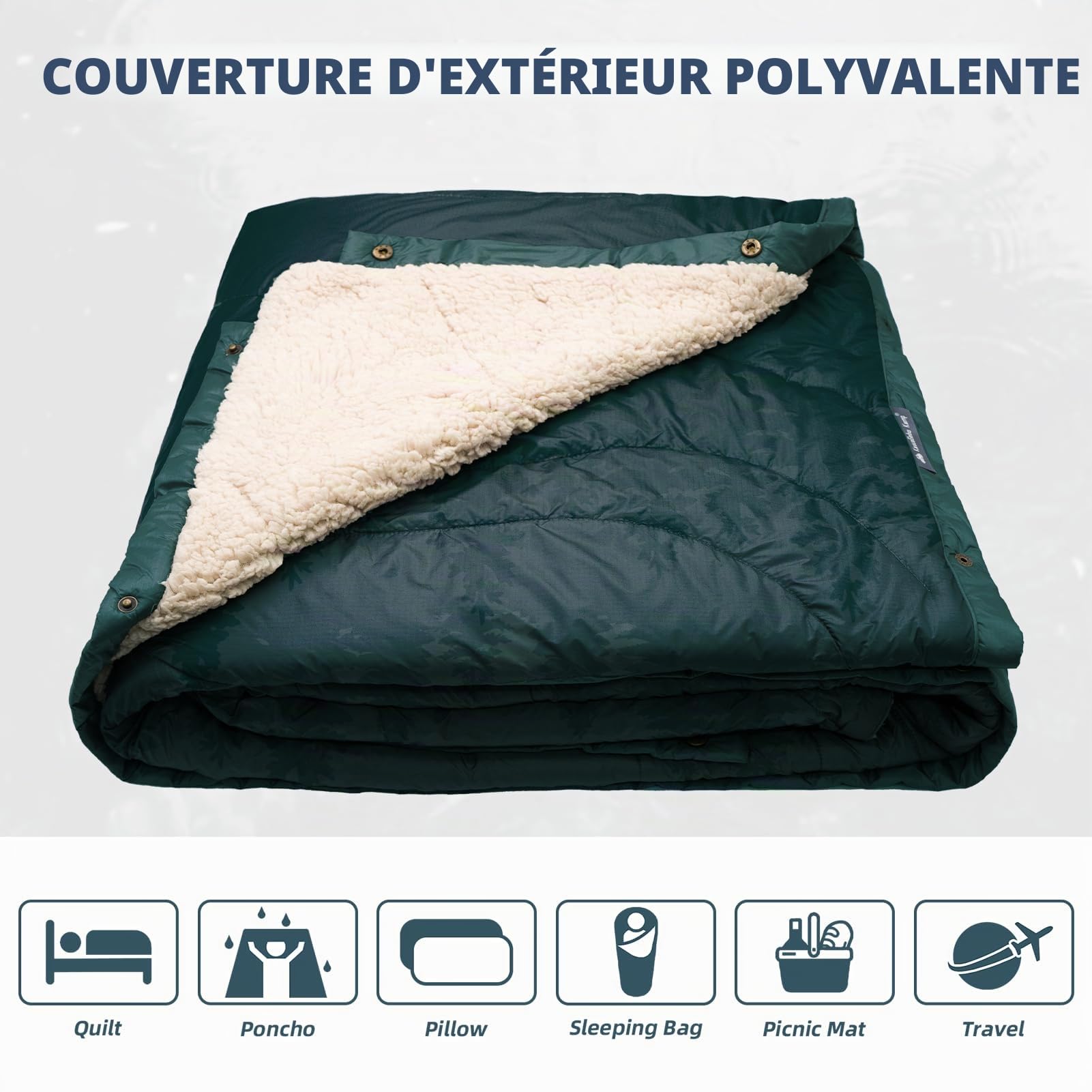 Couverture de Camping Chaude et imperméable en Polaire pour Le Temps Froid, Le Stade, Les Voyages, l'avion, la Maison, la randonnée 78" X 56" Lavable en Machine