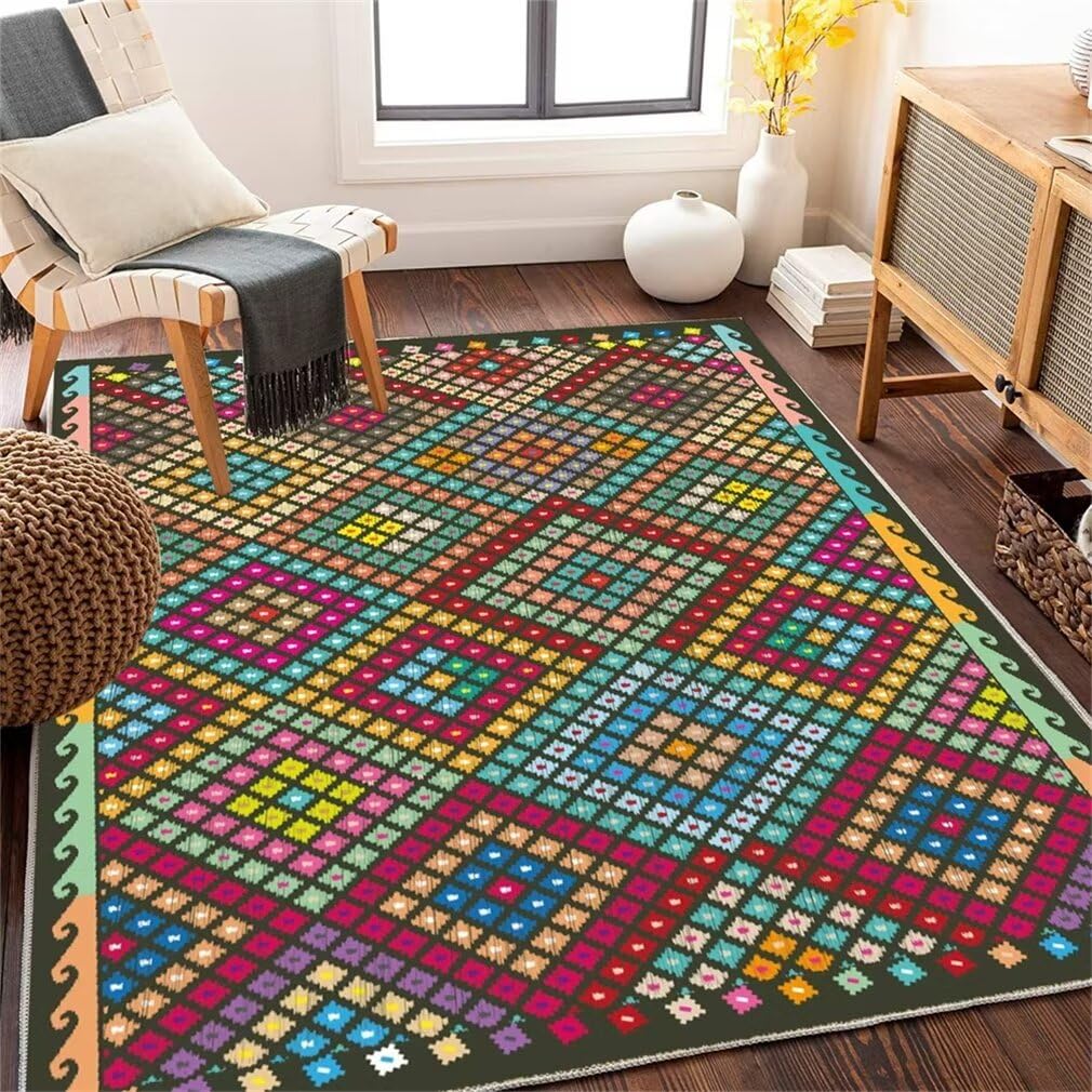 Tapis salon poil court facile d'entretien et très résistant