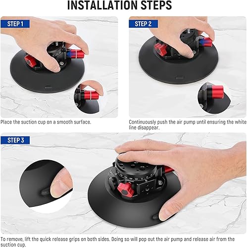 Miniatura 5 de NEEWER Soporte de ventosa para cámara de 6 pulgadas con brazo mágico de cabeza de bola, soporte de ventosa de metal en el tablero del parabrisas del