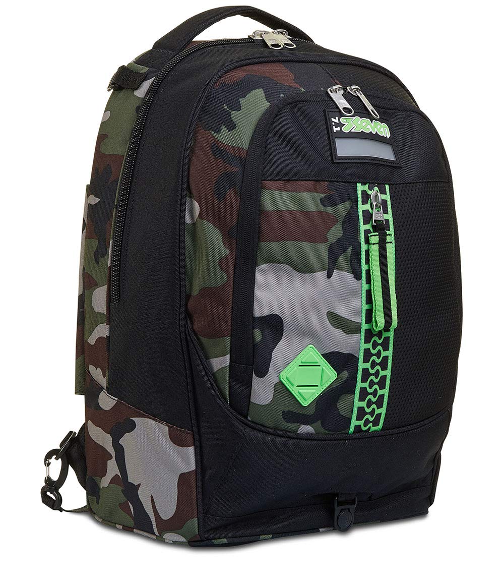 Seven Trolley Scuola JACK 2 RUOTE - HALF BLACK, Verde + Portapenne Scuola Bustina, Multicolore