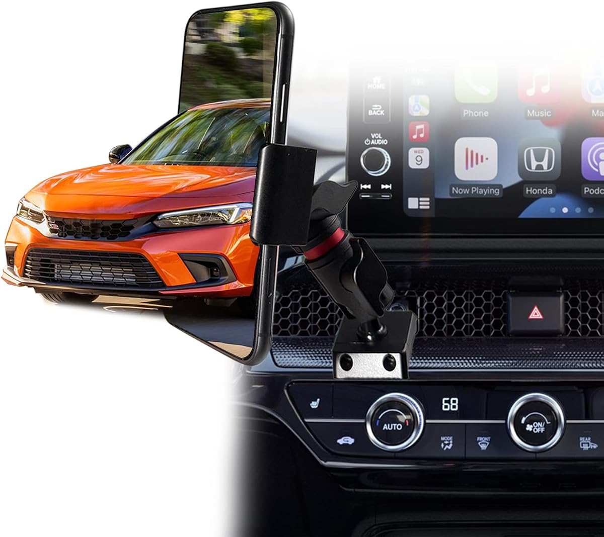 2026 CRV Civic Vent Phone Mount for Honda CRV 2023-2026 | Civic 2022-2026 Accessories | Aluminum Telescopic Air Vent Phone Holder |Thick Case Friendly Car Mount for iPhone 16/15 Pro Max, Galaxy S24