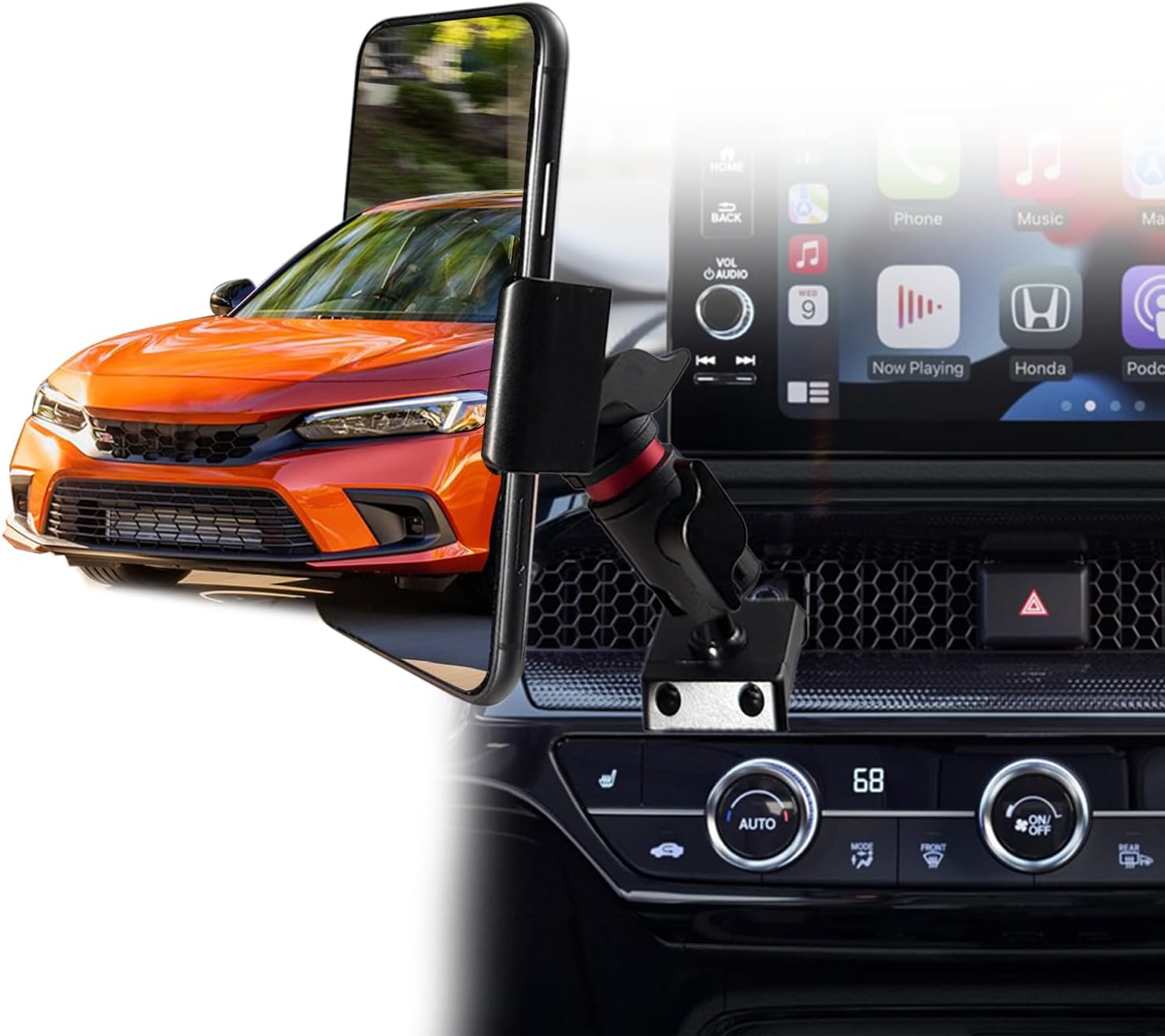 2026 CRV Civic Vent Phone Mount for Honda CRV 2023-2026 | Civic 2022-2026 Accessories | Aluminum Telescopic Air Vent Phone Holder |Thick Case Friendly Car Mount for iPhone 16/15 Pro Max, Galaxy S24