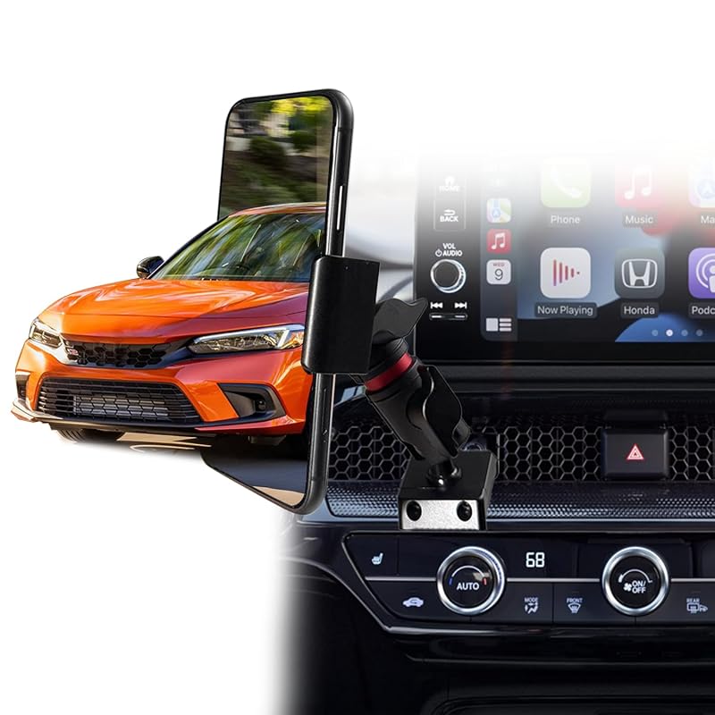 Suporte de Celular para Saída de Ar Honda CR-V 2023–2026 e Civic 2022–2026 Batdiary em Alumínio com Braço Telescópico