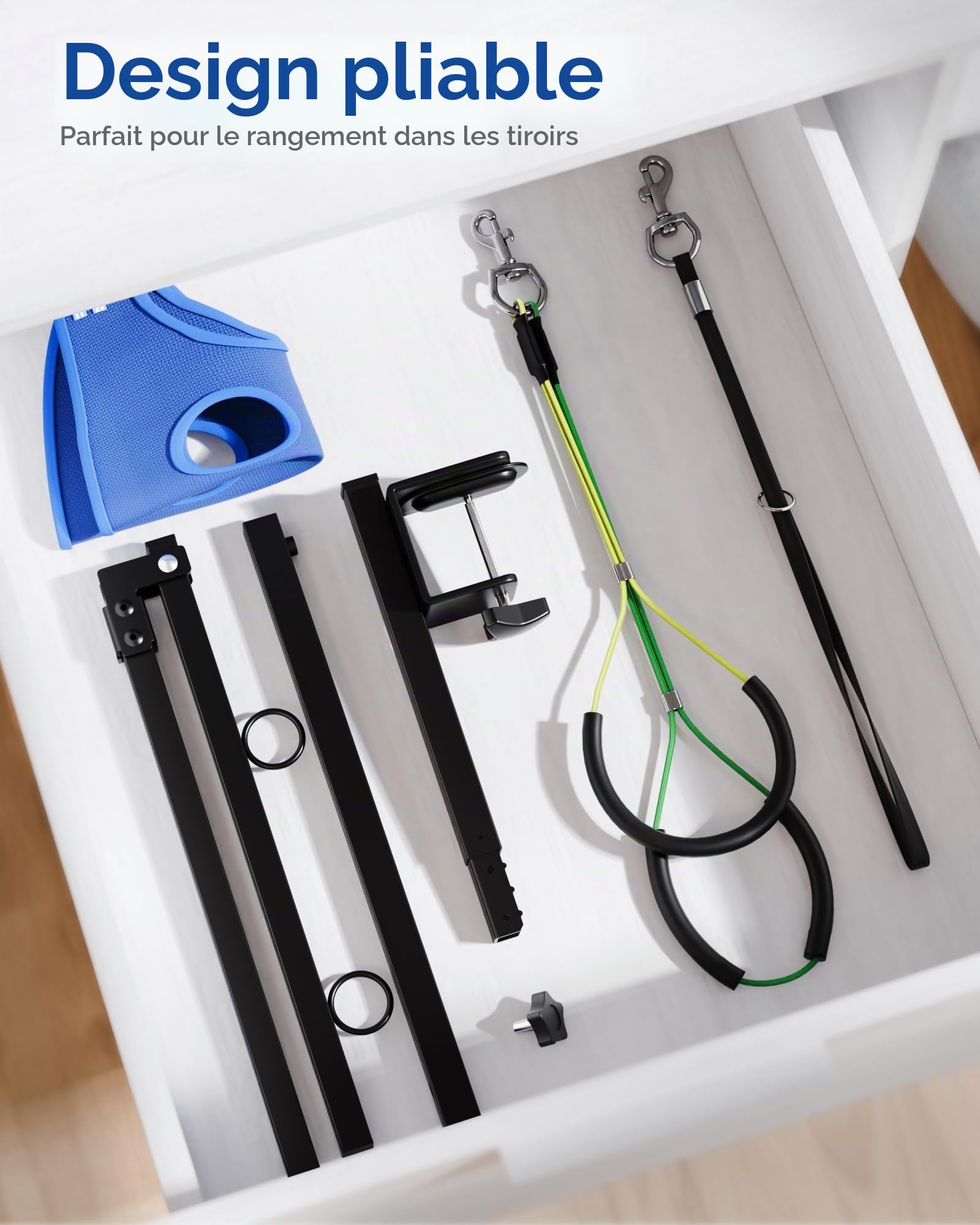 Potence de Toilettage pour Chiens, Hauteur Réglable 66-102 cm, Inclut Hamac de Soin et Sangle Anti-Assise, Bras de Toilettage Stable pour Bain, Tonte et Entretien du Pelage