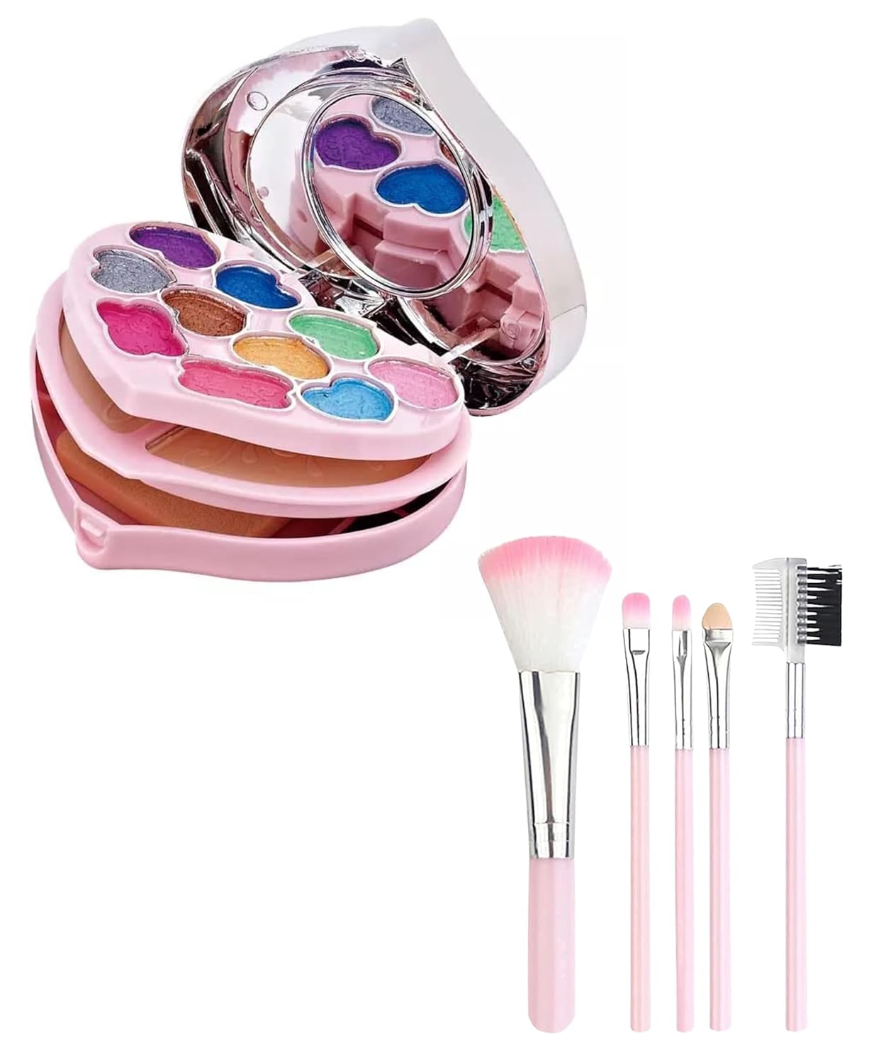 FITBYTE Professional Mini Makeup Kit with 5 Pcs Brush Set for Women and