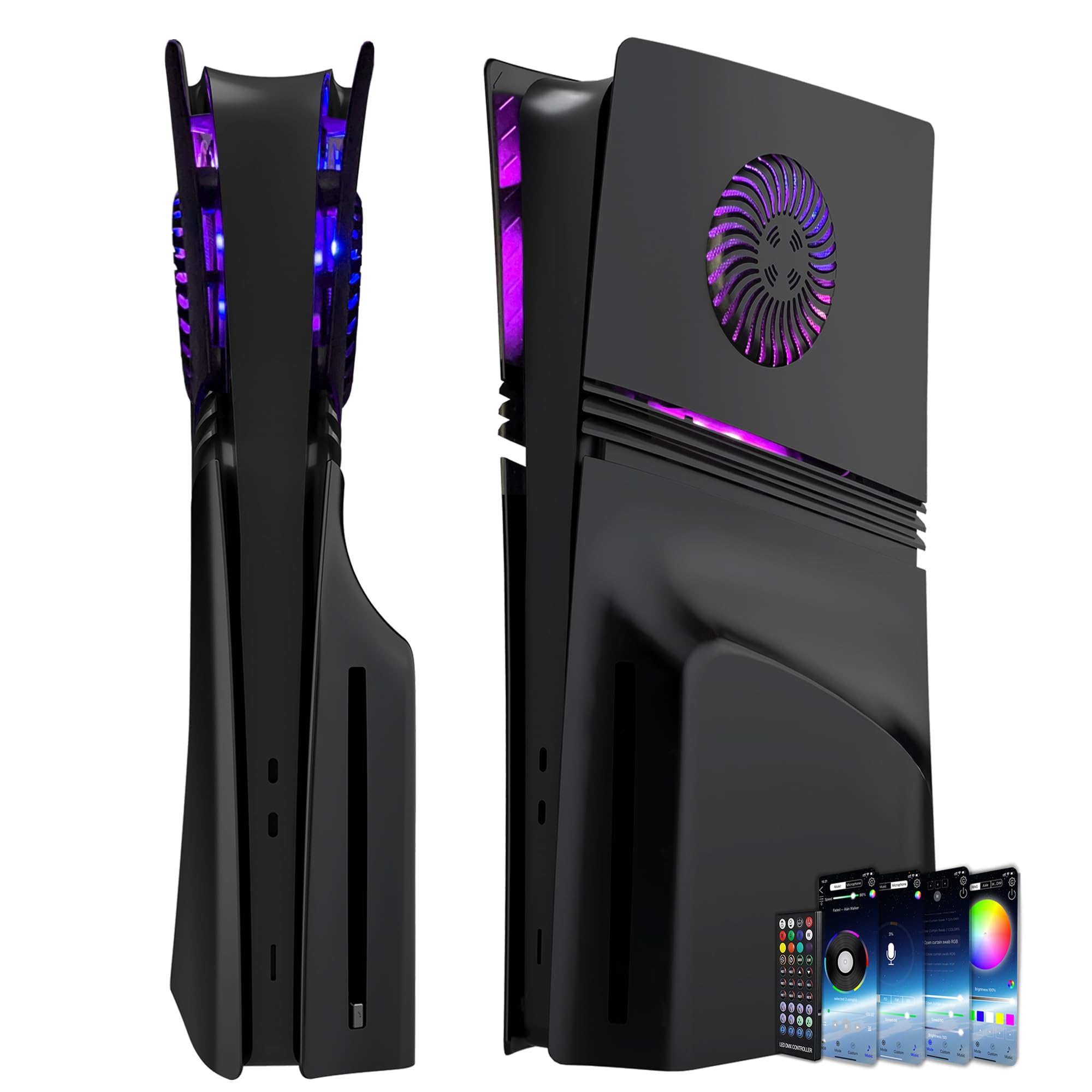 Faceplate DOBEWINGDELOU con RGB Luce e Filtro Antipolvere Apri di Raffreddamento Illuminazione LED 400+ Effetti Konsole Abbattimento DIY Decorazione Kit Nero