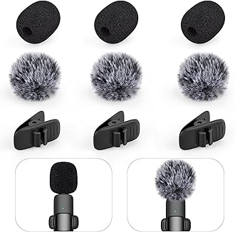 Mini Wireless Furry Windscreen & Foam Cover Set for Lavalier Microphone, Wind Muff Foam Mic Cover with Clip to Reduce Plosive and Better Highlight the Vocals, Washable and Windproof Wind Screen(9 Pcs)