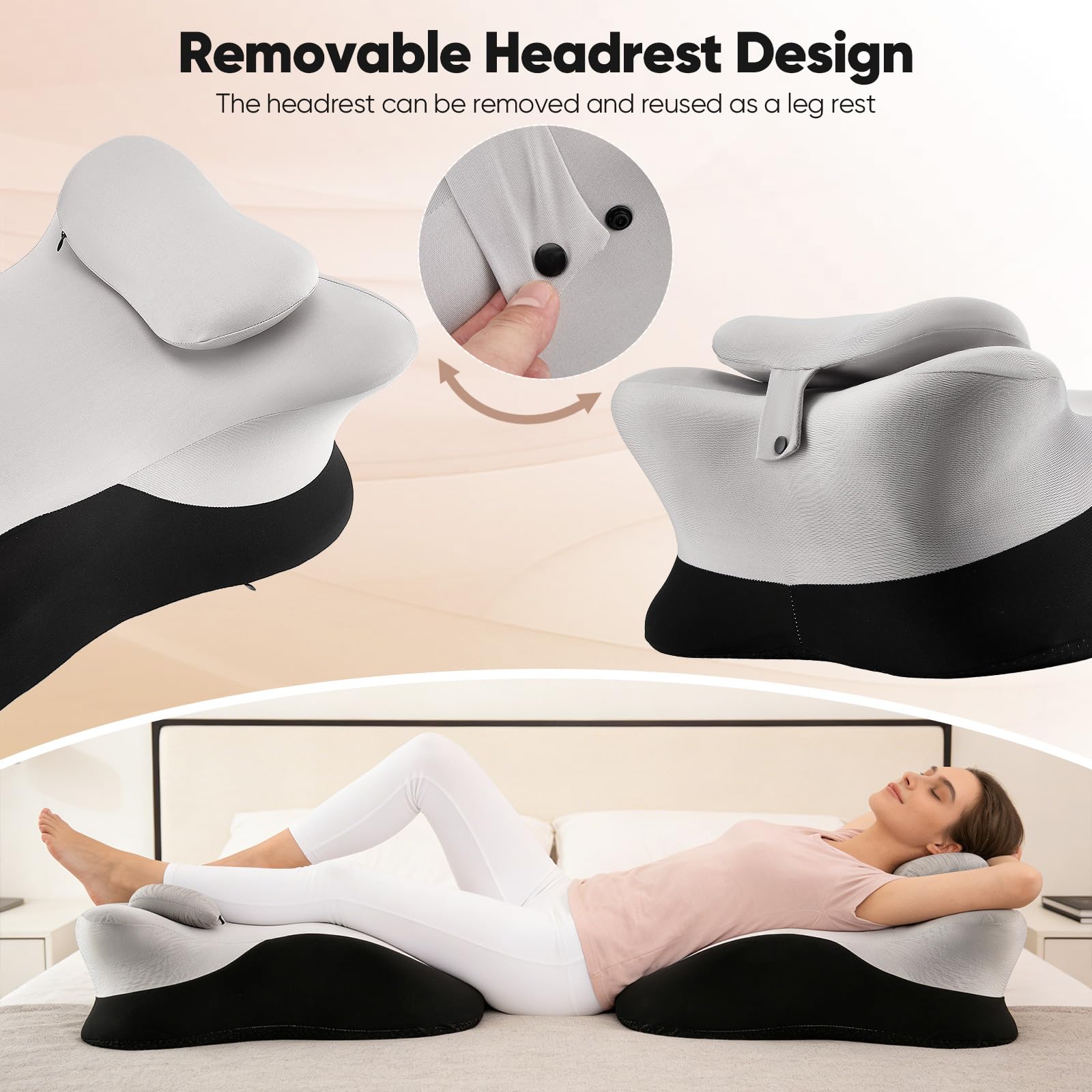 Almohada De Lectura Ergonómica Viscoelástica, Cojín Triangular para Cama Y Sofá con Funda Lavable, Soporte para Espalda Y Piernas, Ideal para Relajación Y Posicionamiento Ortopédico