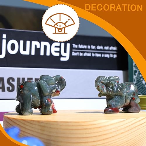 Miniatura 4 de QINJIEJIE Piedra de sangre africana con cristales de elefante, bonita decoración de escritorio, piedras pulidas, piedras preciosas naturales,