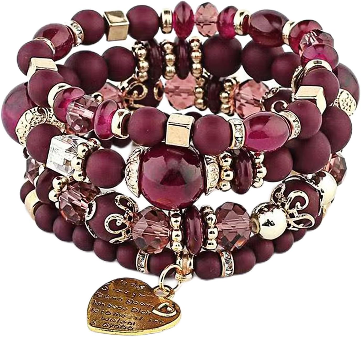 Bohemian Stackable Multi Layer Beaded Bracelets for Women Colorful Stacks Stretch Beads Heart Charm Elastic Bracelet Set Summer Beach Jewelry Gifts