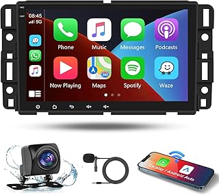 for GMC/Chevrolet/Buick/Hummer Car Stereo Radio with Wireless Apple CarPlay Android Auto 8 inch Android Touch Screen Bluetooth Radio with GPS Navigation WiFi Backup Camera Mic HiFi Audio SWC