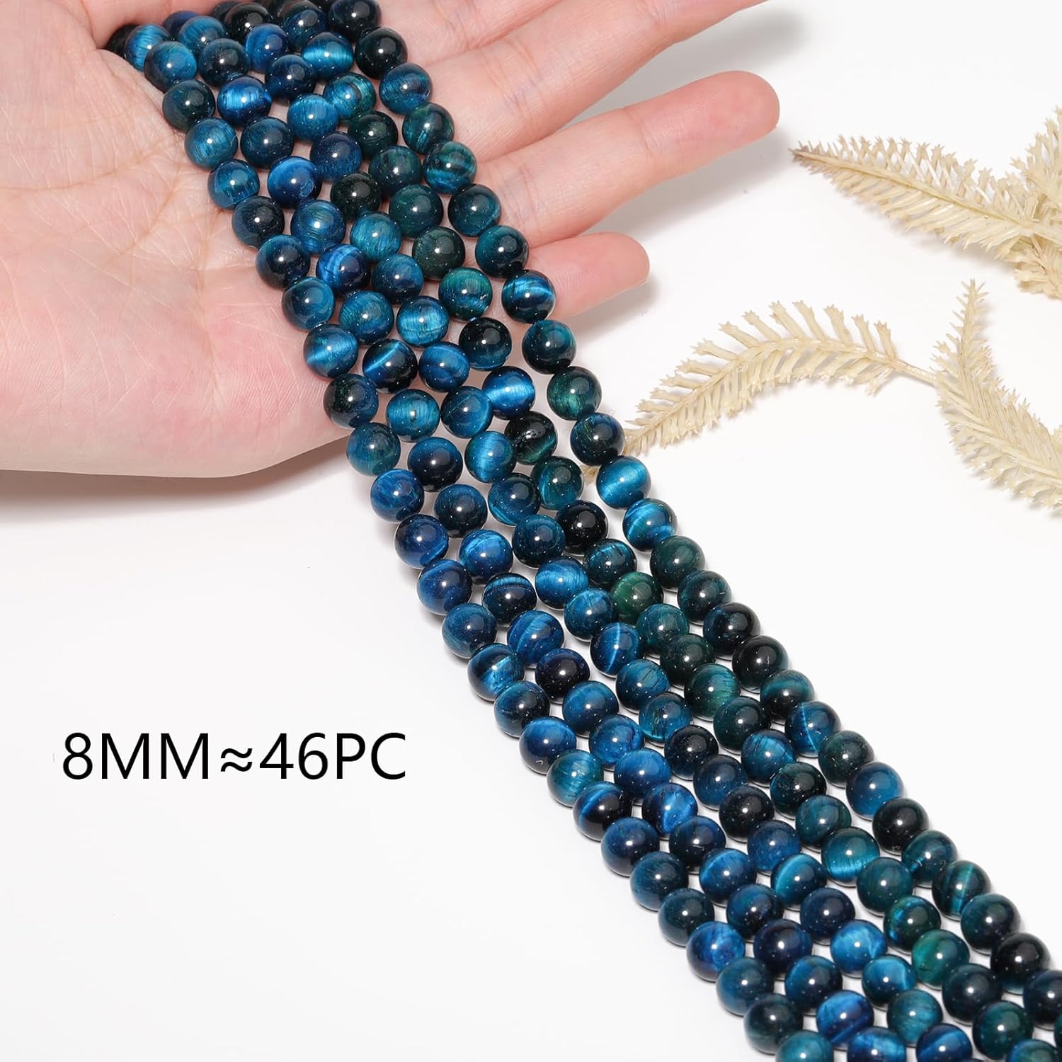 Yochus Natural Tiger Eye Beads, 45Pcs 8MM Onyx Agate Color Enhance Round Loose Beads Bulk, DIY Charm Smooth Gemstone Beads for Jewelry Making(4mm 6mm 10mm 12mm Beads) - Image 4