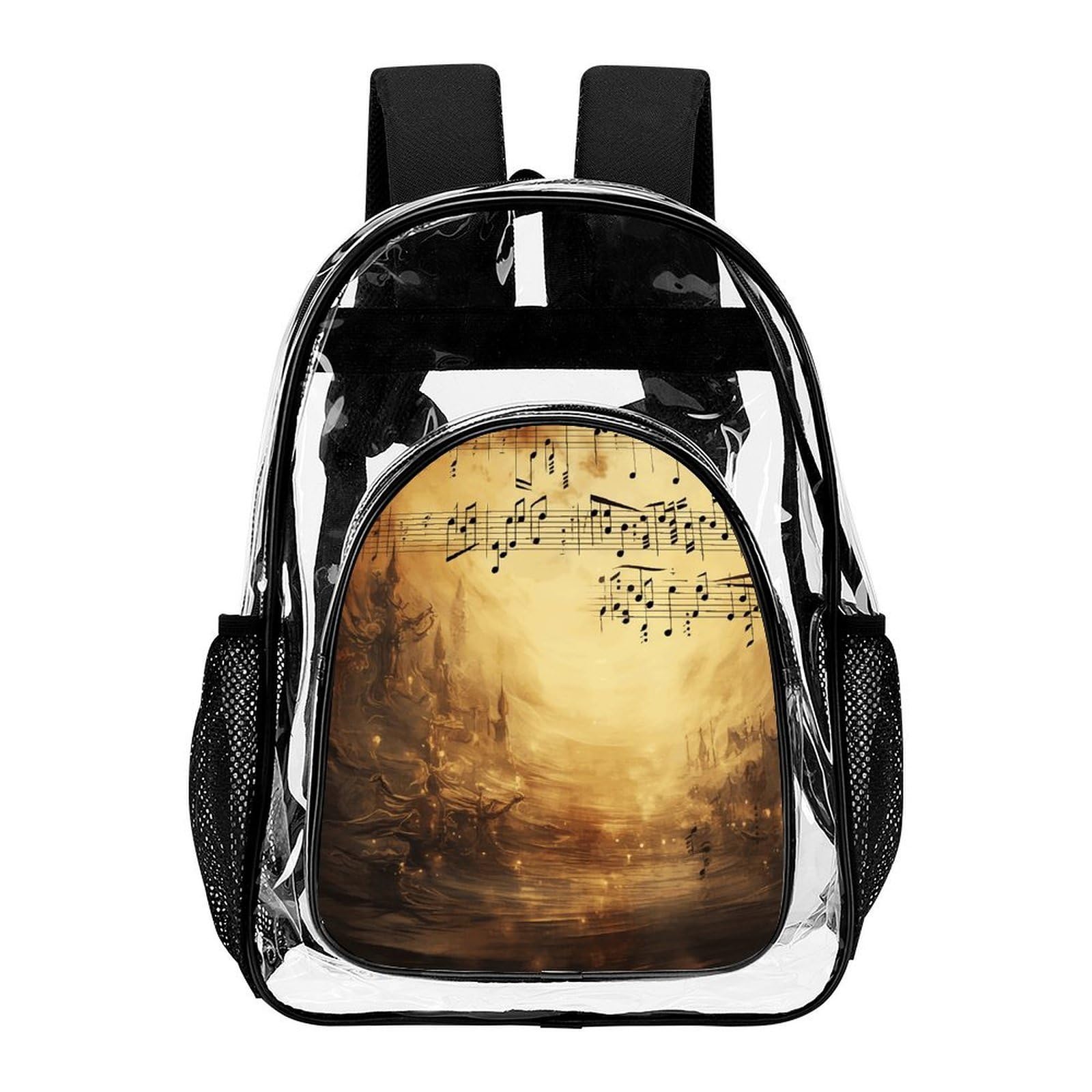 Transparenter Rucksack mit Notenblättern, groß, transparent, PVC, Büchertasche für Sicherheit, Arbeit, Reisen, Stadion