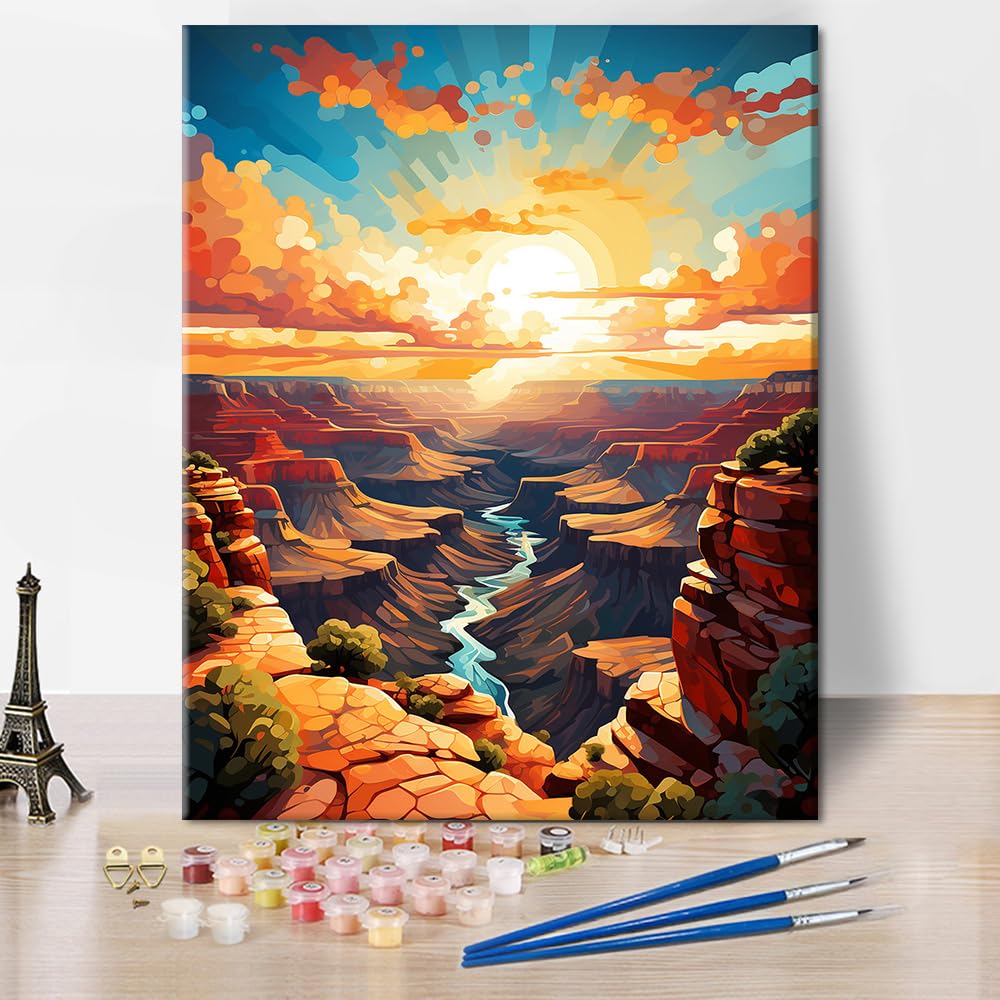 TUMOVOCityscape Paint by Numbers for Adults Grand Canyon DIY Adult Paint by Number Kits on Canvas US Grand Canyon National Park Painting by Numbers Oil Painting Art Crafts 16x20 in