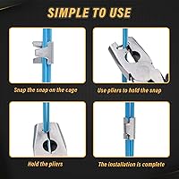 Vista 3 de 900 clips de jaula de alambre de pollo con alicates de cerdo, anillos de cerdo, alicates de anillo a presión, herramienta de abrazadera de alambre