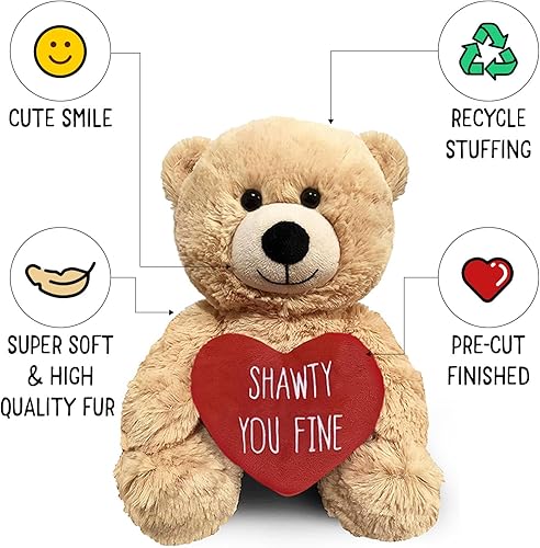 Miniatura 5 de Witty Enterprise Shawty You Fine - Oso de peluche de 10 pulgadas - Regalos para parejas para él - Divertido animal de peluche para novia, novio,