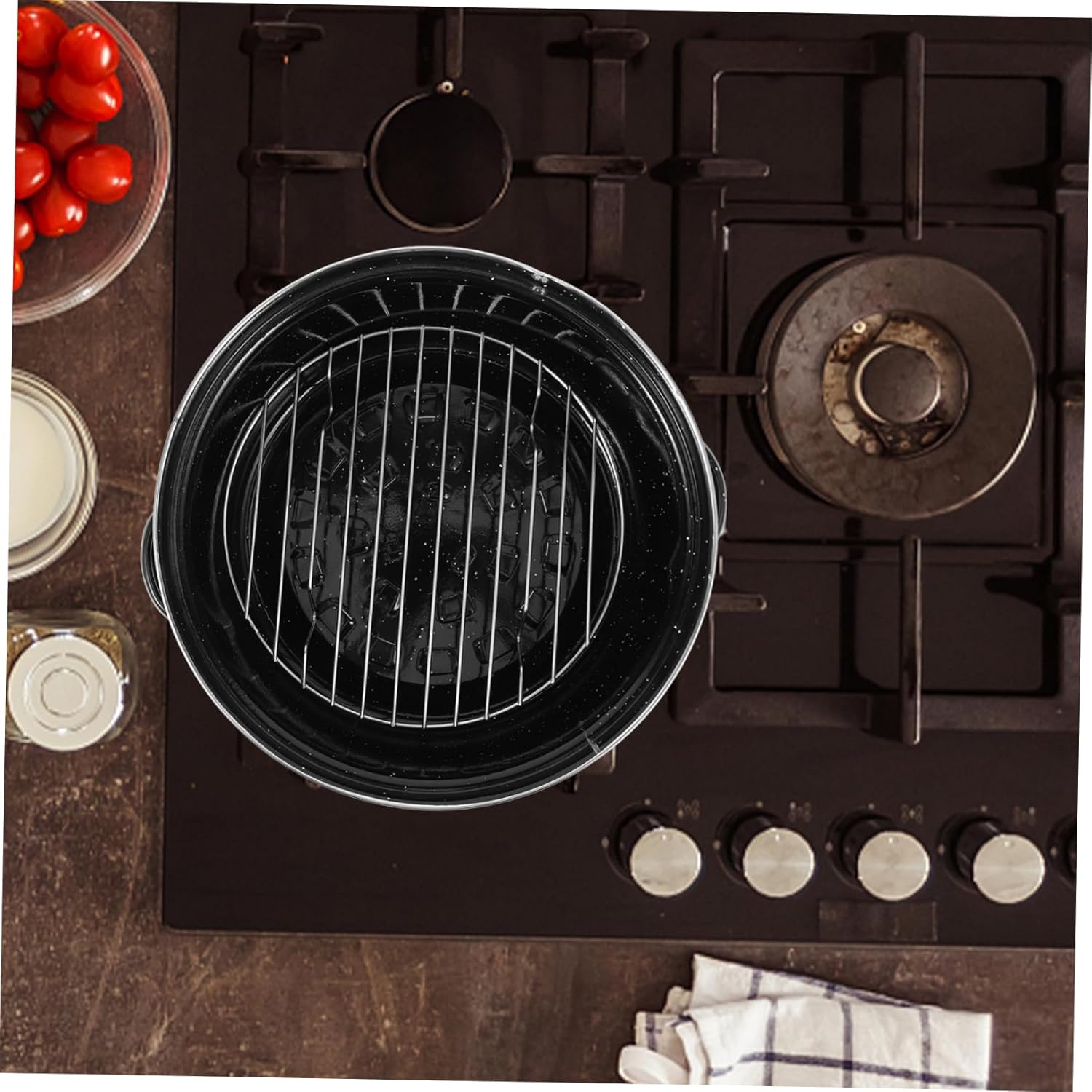 Enameled Roasting Pan with Lid Durable Roasting Pot for Sweet Potatoes Chicken More Safe Double Handles Versatile Cooking Supply for Home Camping Restaurants