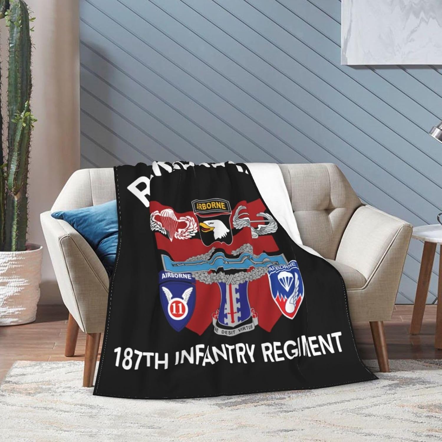 187th PIR Rakkasans 101st Airborne 11th Airborne Air Assault Combat Infantry Ultra-Soft Micro Flannel Blanket 80x60 inch Throw Blankets for Bedroom Sofa