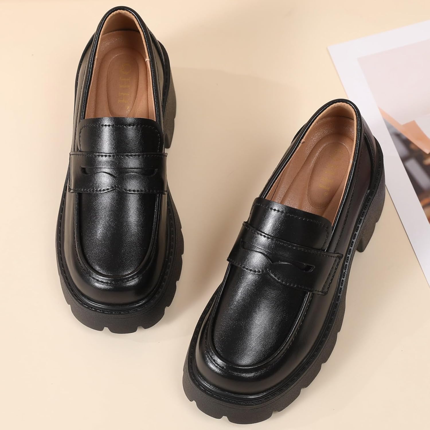 Platform Loafers for Women Women's Loafers Chunky Heel Lightweight Penny Loafer Business Casual Comfortable Dressy Slip-Ons Work Office Womens Shoes