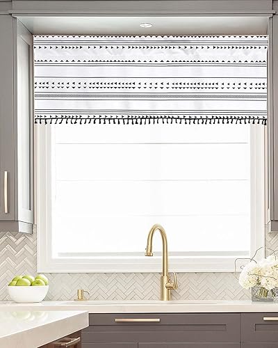 Miniatura 10 de Cenefa de cortina de trébol verde para el día de San Patricio, cenefas de ventana de cocina con borla, cortinas irlandesas de trébol de la suerte