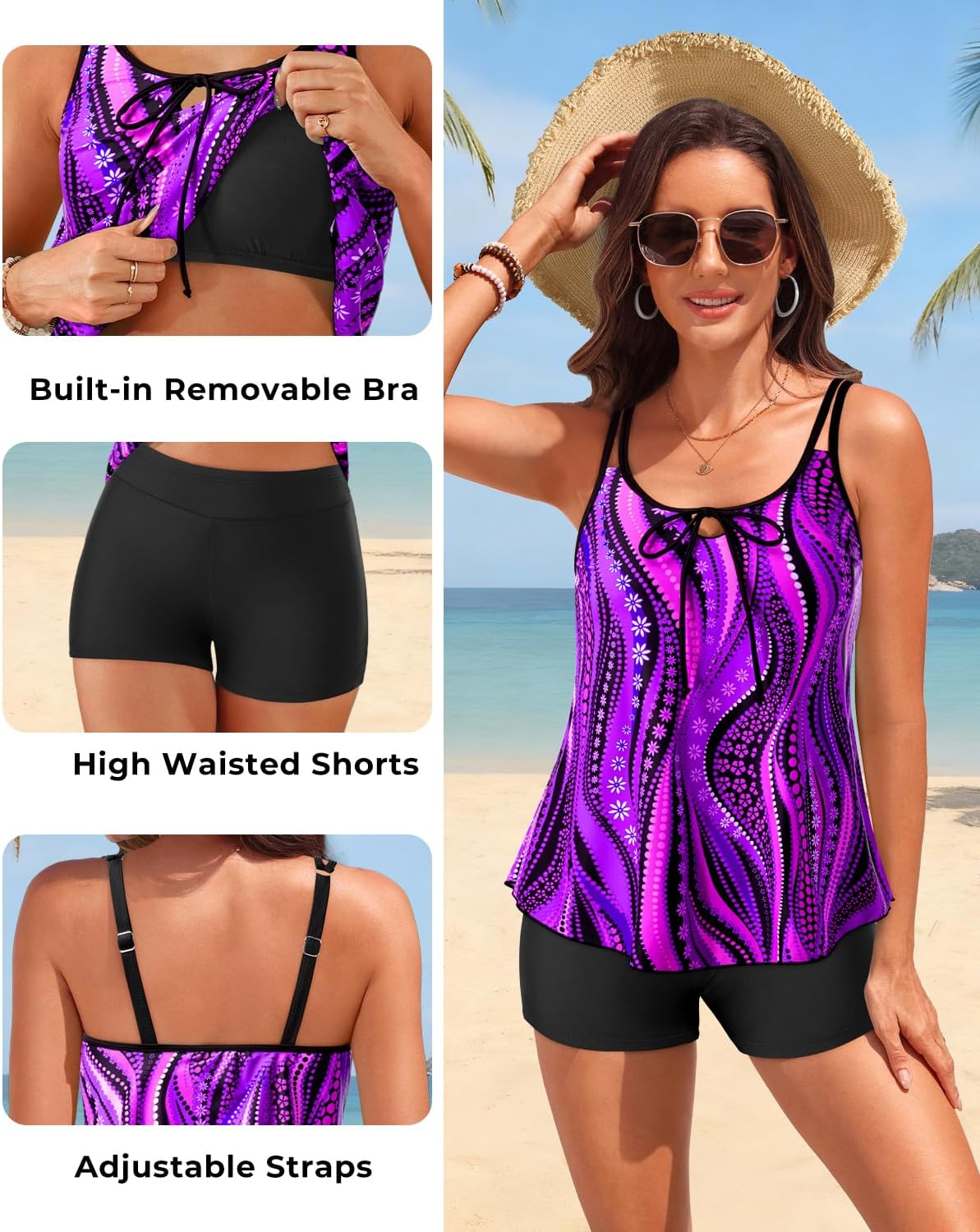 Daci Women’s Tankini Swimsuits - 2 Piece Tummy Control Bathing Suit Modest Flowy Swimwear with Boy Shorts 2026 - Image 3