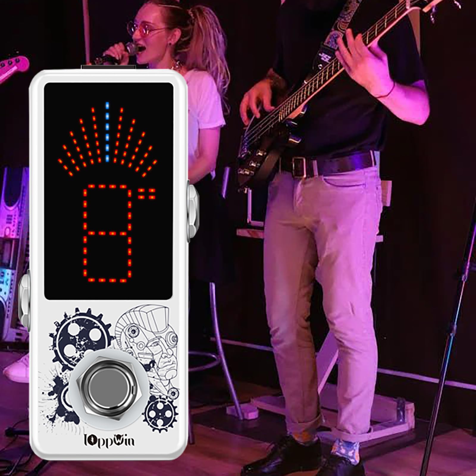 LT-910 Chromatisches Stimmgerät mit LED-Display und präzisem Stroboskop-Modus (0,1% Genauigkeit) – Metallgehäuse, True Bypass, kompaktes Design für Gitarre/Bass/Violine