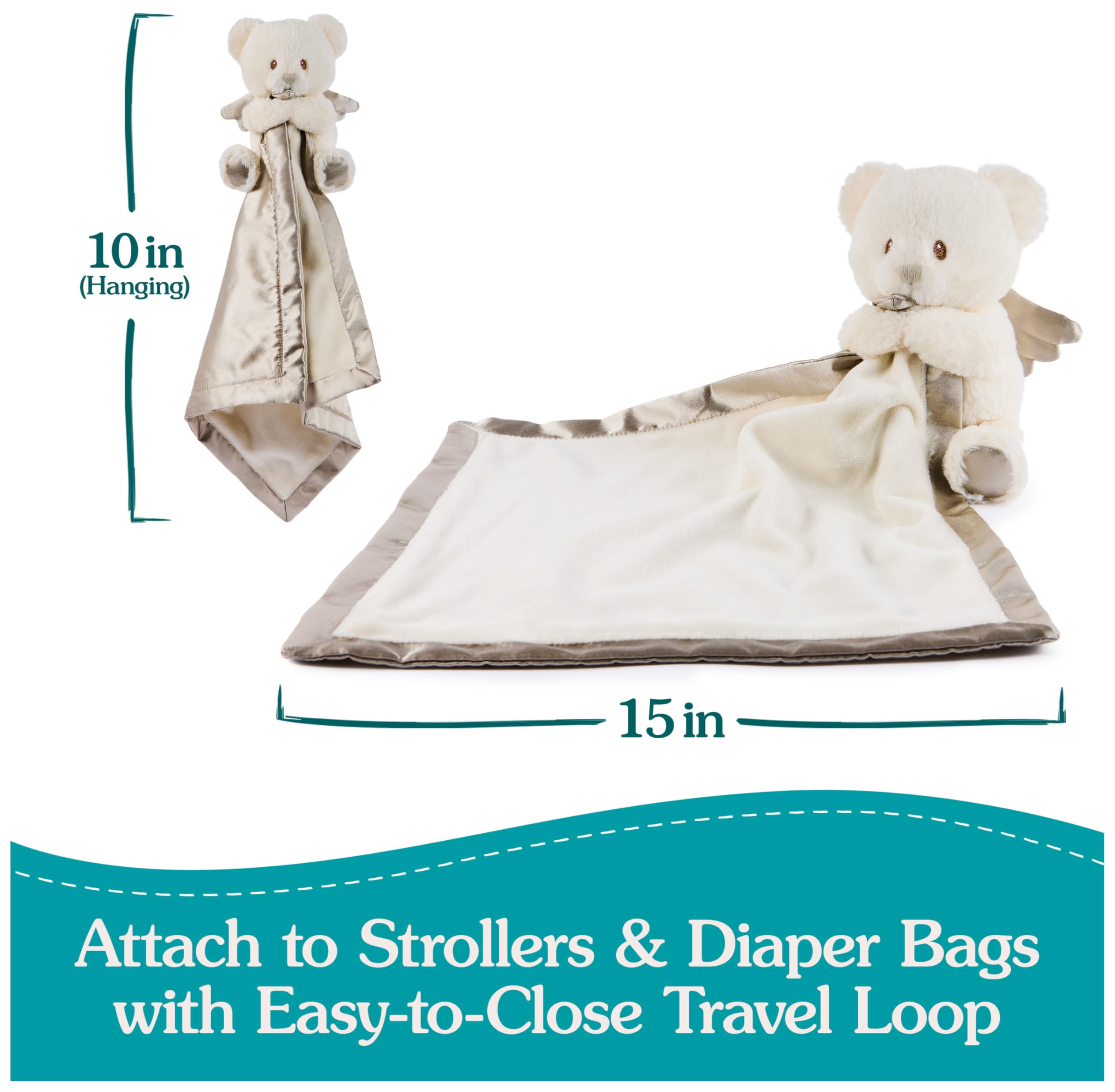 GUND Baby Angel Bear Lovey, orsacchiotto spirituale Lovey realizzato con materiali riciclati, coperta in peluche Lovey per neonati e neonati, bianco, 30,5 cm