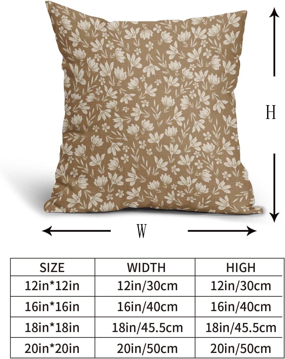 Brown Pillow Covers 20x20 Set of 2 Vintage Floral Rustic Old Style Cute Flower Print Decorative Outdoor Pillowcases Seasonal Farmhouse Throw Cushion Case Decor for Couch Sofa Bed - Image 5