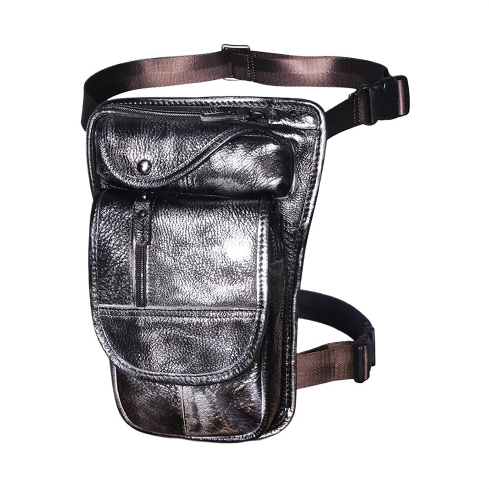 Riñonera de Pierna Bolso de Hombro Cuero con diseño café for Hombre, Organizador tabletas 8 Pulgadas, riñonera Viaje, Bolsa for la Pierna para Hombre(Color6)