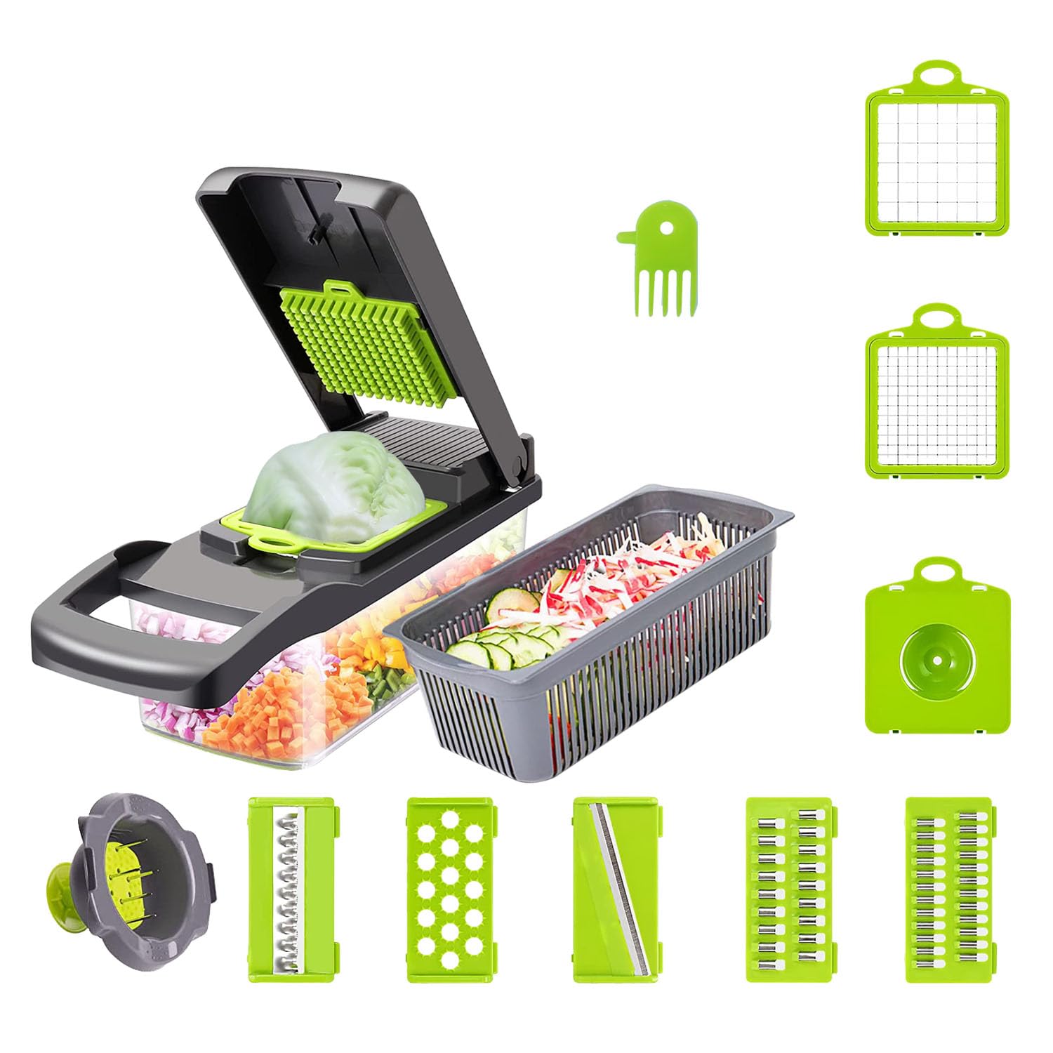 Premium 13-in-1 Premium Vegetable Chopper with Container - Effortless Food Prep and Storage Solution - Onion Dicer - Effortlessly Chop, Slice, and Dice for Culinary Excellence