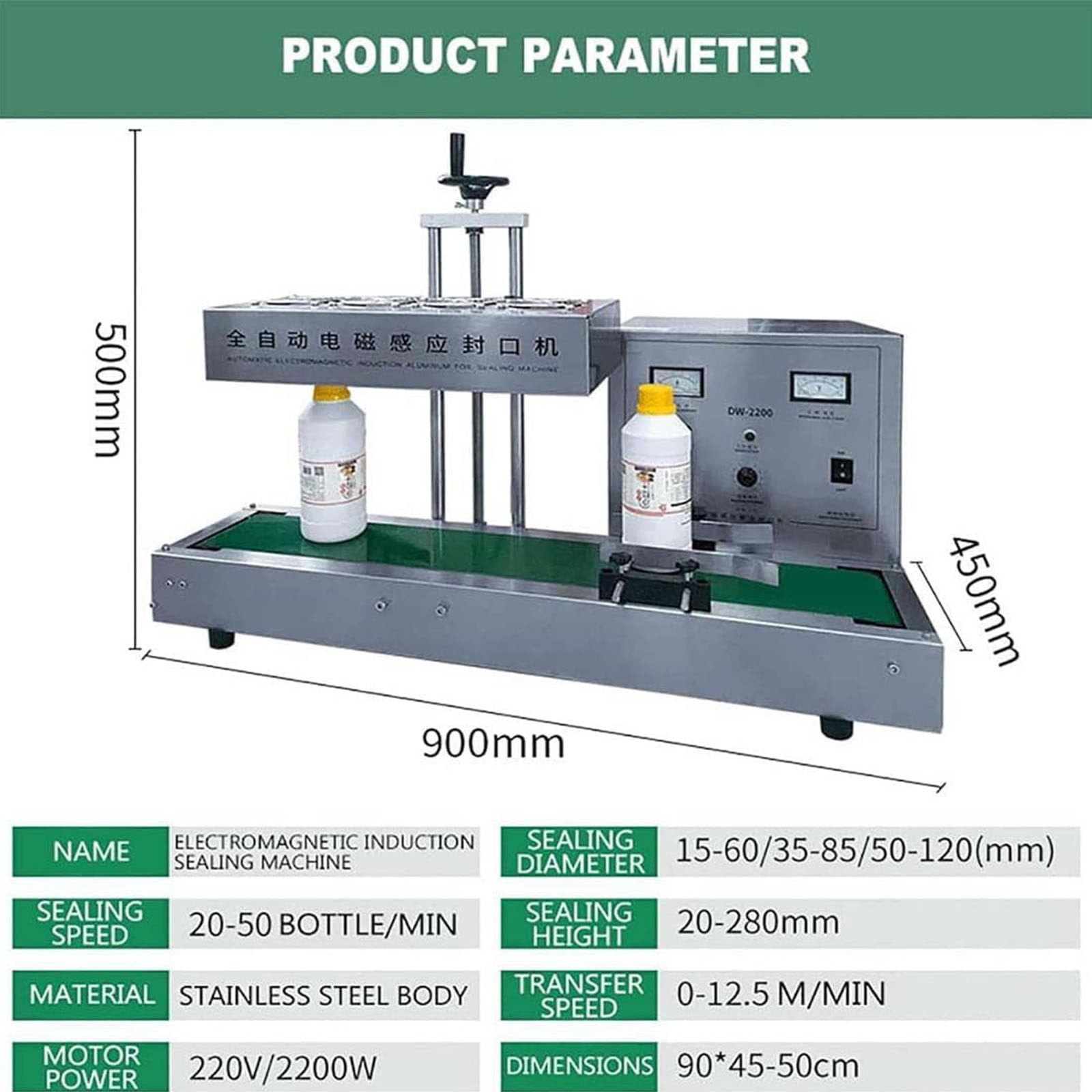Máquina selladora automática por inducción, selladora portátil de Papel de Aluminio por inducción electromagnética, Ajustable para Tapas de Botellas de plástico (20)