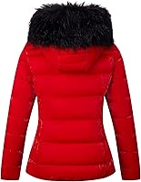 Vista 2 de Bellivera Chaqueta Acolchada Ligera para Mujer, Abrigos de Invierno para Mujer Cálidos Acolchados de Burbujas con Capucha y Cuello de Piel Sintética