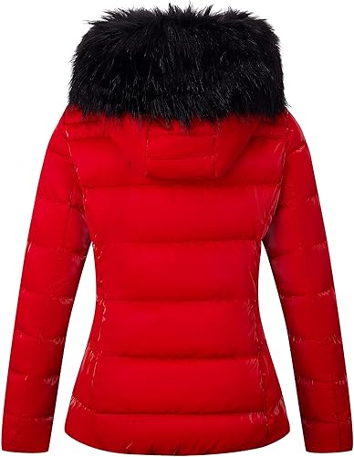 Miniatura 2 de Bellivera Chaqueta acolchada ligera para mujer, abrigos de invierno para mujer, abrigo acolchado de burbujas con capucha y cuello de piel sintética