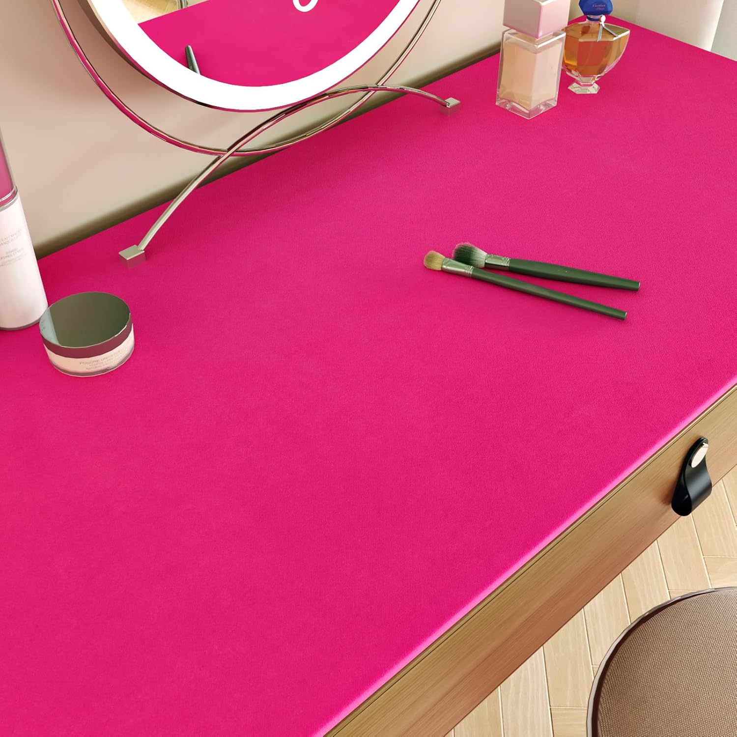 WESTICK Hot Pink Velvet Wallpaper Peel and Stick Felt Drawer Liner for Jewelry Box Self Adhesive Pink Velvet Flock Contact Paper Removable Magenta Felt Fabric Wallpaper for DIY Craft Dresser 12"x80"